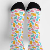 Fun Pink & Aquamarin Dinosaurier Muster Socken (Oben)