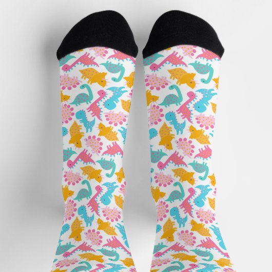 Fun Pink & Aquamarin Dinosaurier Muster Socken (Oben)