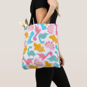 Fun Pink & Aquamarin Dinosaurier Muster Tasche (Von Nahem)