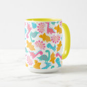 Fun Pink & Aquamarin Dinosaurier Muster Tasse (VorderseiteRechts)