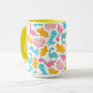 Fun Pink & Aquamarin Dinosaurier Muster Tasse