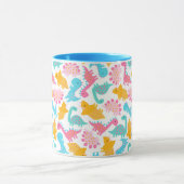 Fun Pink & Aquamarin Dinosaurier Muster Tasse (Zentrum)