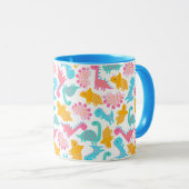 Fun Pink & Aquamarin Dinosaurier Muster Tasse (VorderseiteRechts)