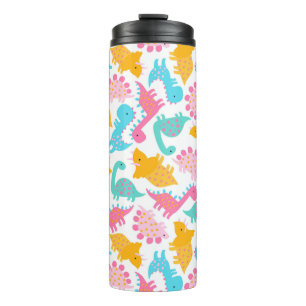 Fun Pink & Aquamarin Dinosaurier Muster Thermosbecher