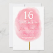 Fun pink Aquarellbaumwolle Süßigkeiten Glitzer süß Einladung (Vorderseite)