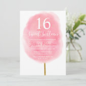 Fun pink Aquarellbaumwolle Süßigkeiten Glitzer süß Einladung (Stehend Vorderseite)