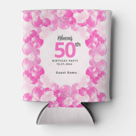Fun Pink Balloons Imitate Glitzer 50. Geburtstagsp Dosenkühler