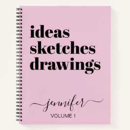Fun Pink Black Personalisiert Sketchbook Ihr Name Notizblock