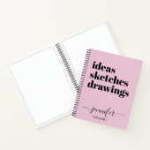 Fun Pink Black Personalisiert Sketchbook Ihr Name Notizblock (Innenseite)