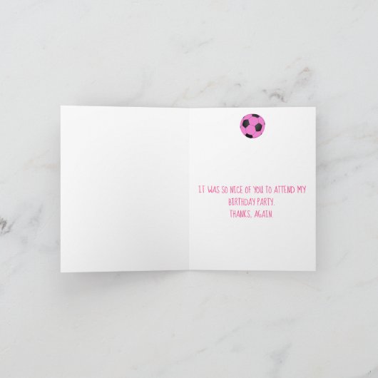 Fun Pink Black Soccer Ball Guinea Pig Custom Dankeskarte (Innenseite)