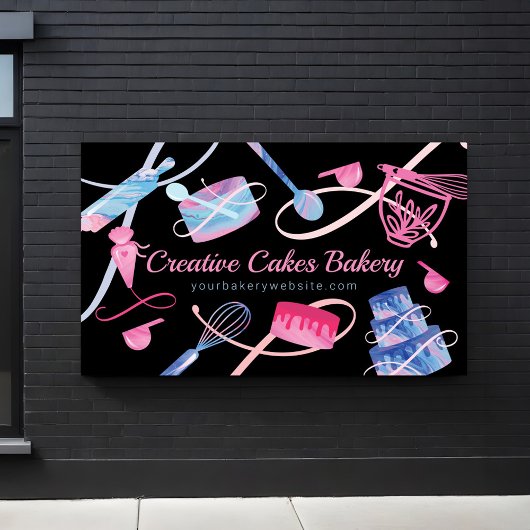 Fun Pink Blue Marble Backwaren Werkzeuge und Zubeh Banner