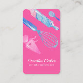 Fun Pink Blue Marble Bakery Tools & Utensities Pin Visitenkarte (Vorderseite)