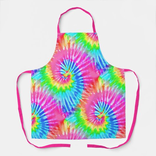Fun Pink & Blue Psychedelic Girly Gefärbte Krawatt Schürze (Vorderseite)