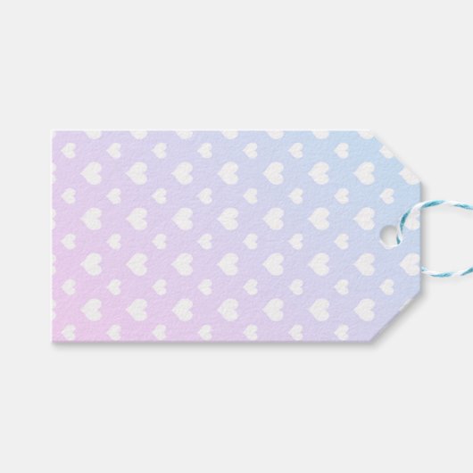 Fun Pink Blue White Hearts Geschenkanhänger (Vorderseite (Horizontal))