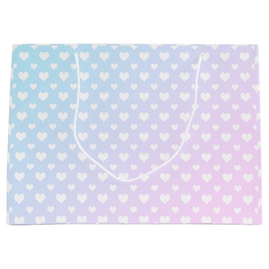 Fun Pink Blue White Hearts Große Geschenktüte (Vorderseite)