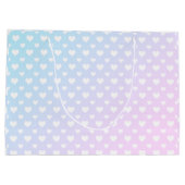 Fun Pink Blue White Hearts Große Geschenktüte (Rückseite)