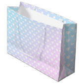 Fun Pink Blue White Hearts Große Geschenktüte (Vorderseite Schrägansicht)