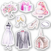 Fun Pink Bride Groom Hochzeitsplaner Aufkleber (Vorderseite)