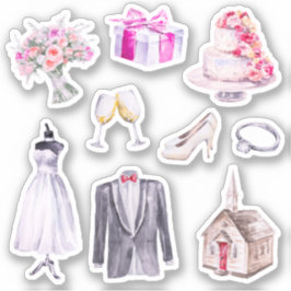 Fun Pink Bride Groom Hochzeitsplaner Aufkleber