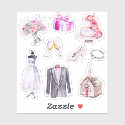 Fun Pink Bride Groom Hochzeitsplaner Aufkleber (Blatt)