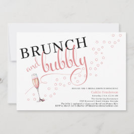Fun Pink Brunch und Bubbly Champagne Brautparty Einladung