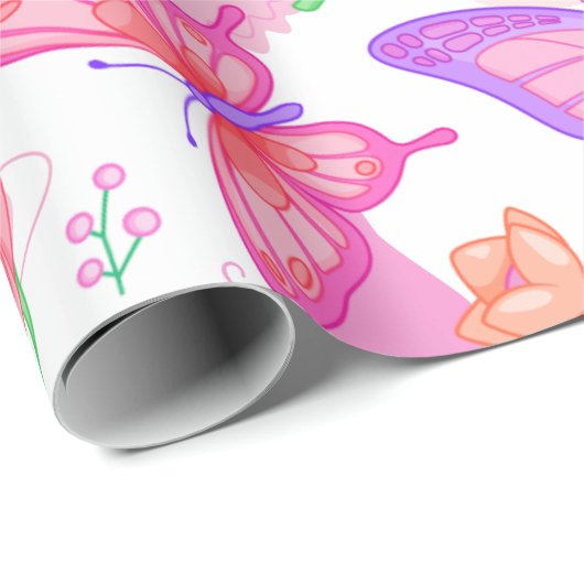 Fun Pink Butterfly, Cupcake, Candy Pattern Geschenkpapier (Rolleneckpunkt)