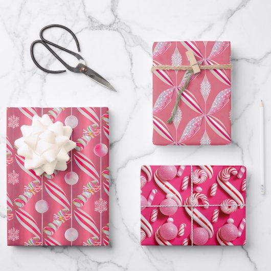 Fun Pink Candy Lane Collection Geschenkpapier Set (Vorderseite)