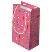 Fun Pink Candy Sprinkles Muster Kleine Geschenktüte (Rückseite Schrägansicht)