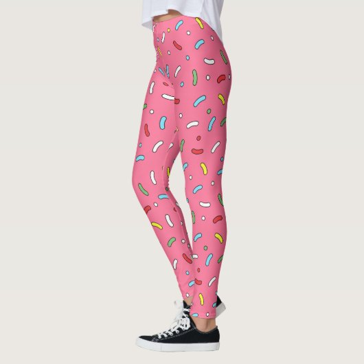 Fun Pink Candy Sprinkles Muster Leggings (Links)