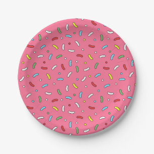 Fun Pink Candy Sprinkles Muster Pappteller
