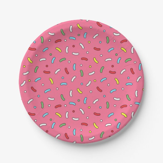 Fun Pink Candy Sprinkles Muster Pappteller (Vorderseite)