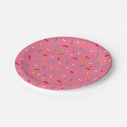 Fun Pink Candy Sprinkles Muster Pappteller (Schrägansicht)