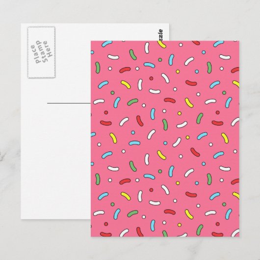 Fun Pink Candy Sprinkles Muster Postkarte (Vorne/Hinten)