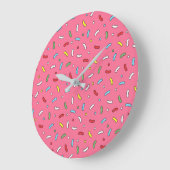 Fun Pink Candy Sprinkles Pattern Große Wanduhr (Winkel)