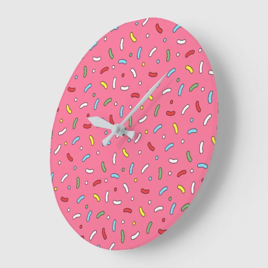 Fun Pink Candy Sprinkles Pattern Große Wanduhr (Winkel)