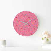Fun Pink Candy Sprinkles Pattern Große Wanduhr (Zuhause)