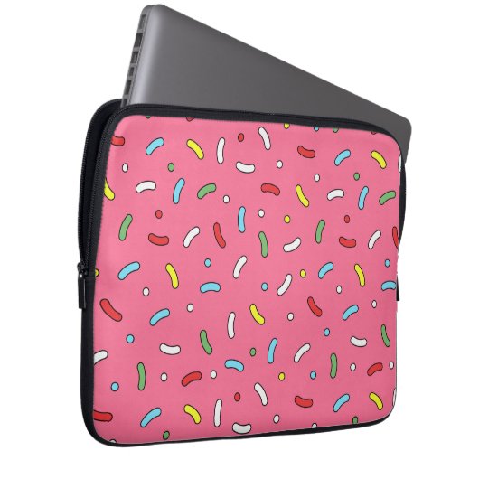 Fun Pink Candy Sprinkles Pattern Laptopschutzhülle (Vorne Rechts)