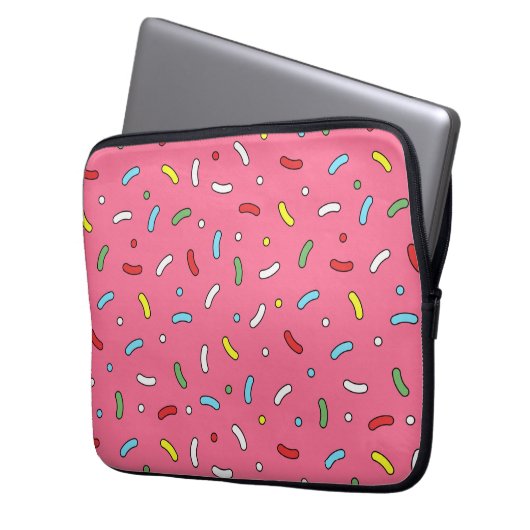 Fun Pink Candy Sprinkles Pattern Laptopschutzhülle (Vorderseite Links)