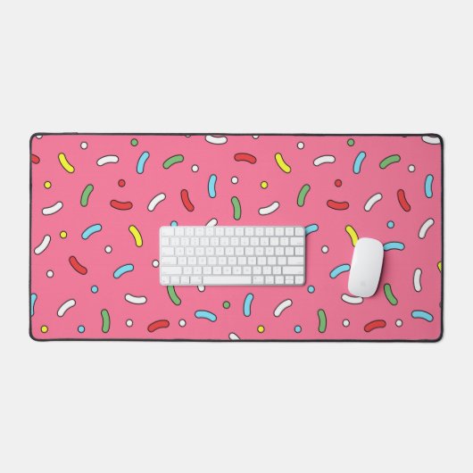 Fun Pink Candy Sprinkles Pattern Schreibtischunterlage (Tastatur & Maus)