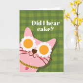 Fun Pink Cat Personalisiert Geburtstagskarte Karte (Gelbe Blume)