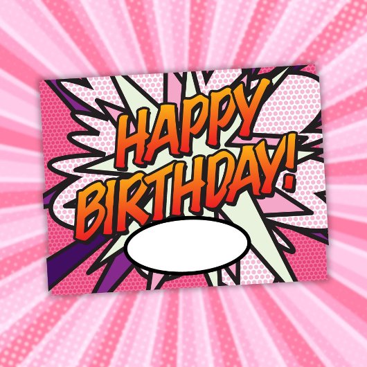 Fun Pink Comic Buch GLÜCKLICH GEBURTSTAG Postkarte