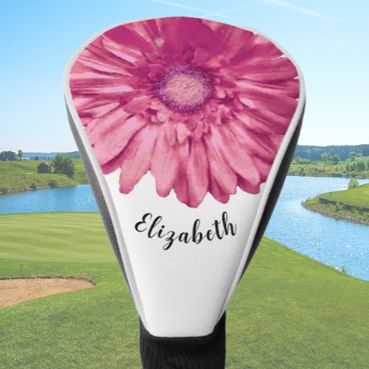 Fun pink daisy Blume individuelle Name Ladys Golf Headcover