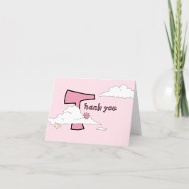 Fun Pink Doodle Cloud Baby Dusche Dankeskarte