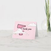 Fun Pink Doodle Cloud Baby Dusche Dankeskarte (Vorderseite)