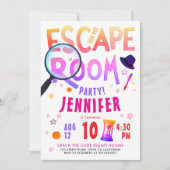 Fun Pink Escape Room Game Scavenger Hunt Bold Typo Einladung (Vorderseite)
