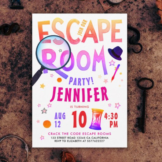Fun Pink Escape Room Game Scavenger Hunt Bold Typo Einladung