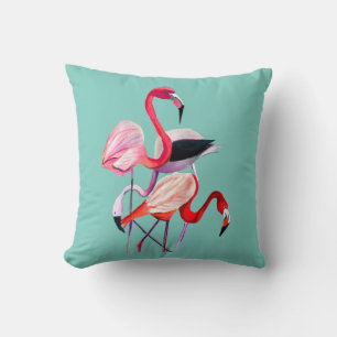 Fun pink Flamingo Aquarellbild Kissen