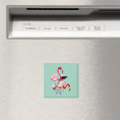 Fun pink Flamingo Aquarellbild Magnet (In Situ (Geschirrspüler))