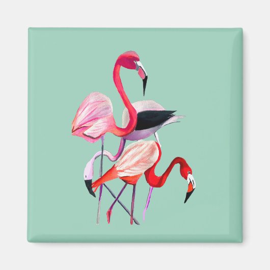 Fun pink Flamingo Aquarellbild Magnet (Vorne)