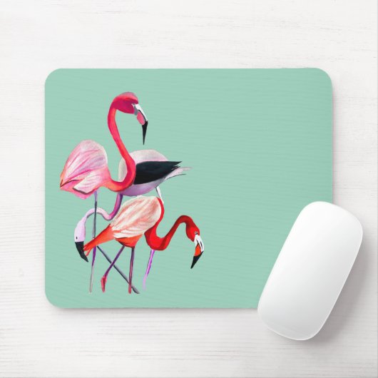 Fun pink Flamingo Aquarellbild Mousepad (Mit Mouse)